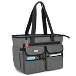 LoDrid Teacher Tote Bag with Bottom Pad, with Separated Storage Laptop Layer (up to 15.6 Inch), Teacher Bags and Totes for Women, Teacher Utility Bag with Large Compartment, Grey