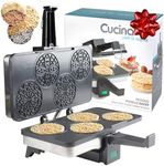 CucinaPro Piccolo Pizzelle Baker - Electric Press Makes 4 Mini Cookies at Once, Grey Nonstick Interior For Fast Cleanup, Must Have Gift or Treat for Parties, Unique Dessert or Holiday Baking Gift