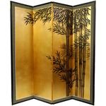 Oriental Furniture Unique Zen Japanese Style Decor 72 by 72-Inch Bamboo Art Gold Leaf Decorative Screen Room Divider