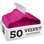 Zober Premium Quality Space Saving Velvet Hangers Strong and Durable Hold Up to 10 Lbs - 360 Degree Chrome Swivel Hook - Ultra Thin Non Slip Suit Hangers, 50 Pack (Pink)