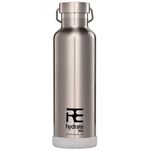 Rehydrate Pro (Chrome 25oz) Double-Insulated Stainless Steel Water Vacuum Bottle Flask -Compatible to Swell Yeti Hydro and Klean Kanteen for Hot or Cold Drinks + Bonus 'Flip N Sip' Sports Cap