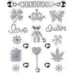 Rhinestone Bling Decoration Charms, Diamond Trend Designer Luxury Cute Jewelry Shoe Accessories for Women Girl Gifts(Silver)