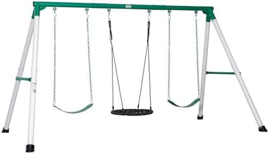 Backyard Discovery Little Brutus Swing Set | Heavy Duty | Powder Coated Steel | 2 Belt Swings | 1 Web Disc Swing | Easy Assembly | Low Maintenance | ASTM Standards | 5 Year Limited Warranty