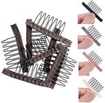 YANTAISIYU 24 Pcs/Lot Steel Wig Clips with Cloth Caps for Making Hairpieces and Wigs - Wig Accessories Tools (Dark Brown)