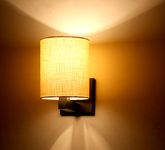 LIGHT ANGLE Wooden Up Light Fabric Wall Lamps (New-W-Beige,Electric)