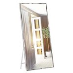 Eono 65"x24" Floor Mirror with White Frame Large Full Length Mirrors for Hanging and Floor Standing, Explosion-Proof