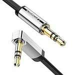 UGREEN 3.5mm Audio Cable Stereo Aux Cord 90 Degree Right Angle Aux Cable Compatible with Beats iPhone iPod iPad Tablets Speakers 24K Gold Plated Male to Male Black 3FT