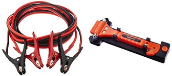 AmazonBasics Emergency Seat Belt Cutter and Window Hammer + AmazonBasics Jumper Cable 8 Gauge, 16 Feet