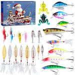 2024 Advent Calendar Fishing Christmas Countdown,Fishing Advent Calendar Christmas,24 Days of Christmas Countdown Calendar with Fishing Lures Set for Fisher Adult Men Teen Boys Anglers