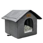 Vinnypet Cat House for Outdoors Waterproof Weatherproof Cat Cave Pet Shelter with Plush Cushion for Feral Cats/Dogs 40x35x40cm