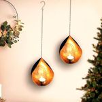 TIED RIBBONS Wall Hanging Tea Light Candle Holders | Iron, Golden | 18 Inch | Votive Sconce Candle Holder for Home, Living Room, Wedding, Accents Decor, Indoor | Diwali Decorations for Home (2)