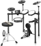 Electric Drum Set with 5 Quiet Mesh Pads,Electric Drum Kit for Beginner with 390 Authentic Sounds, 30 Drum Kits, 2 Pedals,USB MIDI,Recordings,Contains Drum Throne,Drum Sticks,Headphones