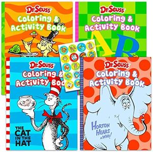 Dr. Seuss Coloring Book Bundle Dr. Seuss Activity Set - 4 Pack Dr Seuss Craft Kit Featuring Horton Hears a Who, The Cat in The Hat, and Green Eggs and Ham