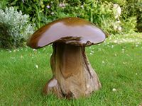 Best Value Here Large Chunky Wooden Mushroom Garden Ornament Carved Toadstool Sculpture Statue