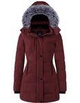 Wantdo Women's Windproof Puffer Coats Puffy Jacket Heavy Winter Coat Wine Red L