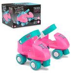 Xootz Beginner Trainer Skates, My First 4 Wheel Quad Roller Skates for Kids, Boys and Girls, Pink, One Size