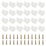 UFURMATE Glass Panel Clip, 24 Pack Round Glass Retainer Clips Kit Plastic Glass Cabinet Clamps Clear Mirror Clips Window Dressing Hardware Replacement with Screws & Storage Box for 3-4mm Thick Glass