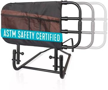 Stander EZ Adjust Bed Rail, Adjustable Senior Bedrail and Safety Assist Railing for Elderly Adults with Organizer Pouch, ASTM Safety Approved Guard-Rail, Black