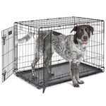 MidWest Homes for Pets 36-Inch iCrate for Medium-Large Breeds, 41-70 lbs, Double Door Folding Dog Crate with Divider Panel, Leak-Proof Tray & Secure Latches, Portable, Durable & Easy to Assemble