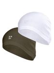 SETS AND REPS Dual Pack of White & Olive Head Caps for Men & Women | Comfortable Viscose Lycra Blend | Soft, Breathable, and Lightweight | Versatile Headwear for Sports, Travel & Everyday Use