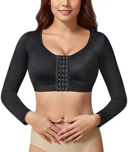 BRABIC Shaper Tops for Women Arm Compression Post Surgery Front Closure Bra Tank Top Shapewear (Black Long Sleeve, X-Large)