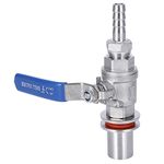 Ball Valve, 304 Stainless Steel Weldless Bulkhead Female Thread 1/2in Beer Kettle Valve Home Accessory Silver 5.6in