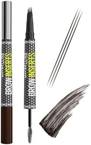 Maybelline New York Brow Inserts 2-in-1 Augenbrauenstift für füllige & definierte Augenbrauen, 3-fach Mikro-Spitze & Faser-Gel mit bis zu 36H Halt, Wasserfest & Wischfest, Black Brown 6, 1 Stk.
