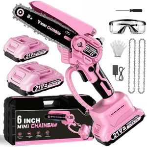 Cordless Mini Chainsaw 6 Inch [Women Friendly] Small Chainsaws Battery Powered, Electric Saws With Security Lock & Auto Oiler, Handheld Rechargeable Pruning saw For Wood/Tree Cutting/Camping (PINK)