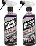 Wonder Wheels Set of 2 Colour Active Super Wheel Cleaner 600ml - With Changing Technology Alloy Iron Remover Car Acid Free Fallout Brake Dust Clean Cleaning Spray Safe Washing PH Balanced - Two Pack