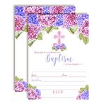 Watercolor Floral Hydrangea Baptism Invitations, 20 5"x7" Fill in Cards with Twenty White Envelopes by AmandaCreation