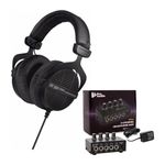 beyerdynamic DT 990 PRO 250 ohm Studio Headphones (Ninja Black, Limited Edition) with 4-Channel Headphone Amplifier Bundle (2 Items)