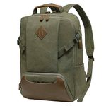 Laptop Backpack for Men, Kasgo Water-resistant Anti-theft Vintage Canvas School Backpack for 15.6 inch Laptop with USB Charging Port Travel Rucksack Casual Daypack for Work,College,Teenager Army Green