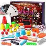 Magic Kit for Kids, 130 Magic Tricks Set for Kids with Magic Wand, Manual and Videos, Magic Set Toys Gifts for 6 7 8 9 10 11 12 Years Old Kid Boys Girls Beginner Halloween Christmas Birthday Parties