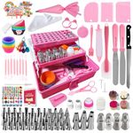 Cake Decorating Supplies 359-Piece Piping Bags and Tips Set Cake Decorating Kit with 60 Piping Tips Cake Decorating Tools with Multi-Purpose 3-Layer Toolbox with Tray