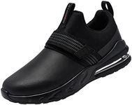 LARNMERN Non Slip Work Shoes for Men Kitchen Chef Slip Resistant Shoe Waterproof Food Service Restaurant Slip on Sneakers Walking and Casual Air Cushion Working Footwear(Black/9.5)