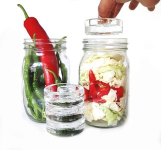 4 Pack Fermentation Glass Weights for 86MM Mason jar Wide Mouth Vegetable Sauerkraut Fermenting Set (Jars Not Included)