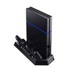 GAMEFAN Vertical Stand for PS4 with Cooling Fan, Controller Charging Station for Sony Playstation 4 Game Console, Charger for Dualshock 4 (Not for Regular PS4 PRO)…