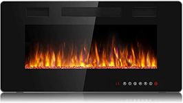 BOSSIN 36 inch Ultra-Thin and Silence Linear Fireplace, Recessed Electric Fireplace and Wall Mounted & in-Wall Fireplace, Adjustable Flame Colors & Speed,Touch Screen Remote Control with Timer