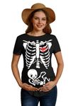 For G and PL Halloween Womens Baby Graphic Funny Top Skeleton Maternity Spooky Pregnancy T Shirt Skeleton S