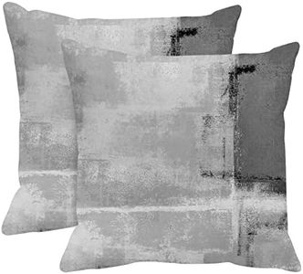 Britimes Throw Pillow Covers Modern Home Art Decor, 18 x 18 Inches Set of 2 Abstract Oil Painting Pillowcases for Bedroom, Living Room, Cushion Couch Sofa, Abstract White Grey