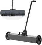 GARVEE Rolling Magnetic Sweeper, 24 Inch Magnetic Sweeper with Wheels and Adjustable Handle, Magnetic Pick Up Sweeper to Pick Up Nails with Quick Release Latch, 33-LBS Capacity (Grey, 24 Inch)