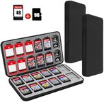 FYY Nintendo Switch Game Case Holder for Switch 2 Cartridge Case with 24 Game Card Slots & 48 Micro SD Card Slots, Hard Shell, Silicone Lining Black (2 Pcs)