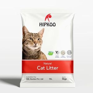 Hipkoo Bentonite Clumping Cat Litter 5kg | Quick Clumping Dust Free Odor Control | Unscented Fragrance Free | Natural Clay Sand | Easy Scoop Litter Box Sand for Kittens & All Cat Breeds
