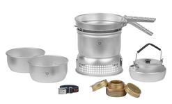 Trangia 27-2 Aluminium Cookset with Kettle and Spirit Burner, Complete Camping Cookware and Stove Set for Hiking, Backpacking, Fishing