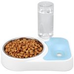 Belle Vous Blue Automatic Water Dispenser/Feeder Pet Food Bowl - 500ml/17oz Capacity - Plastic Gravity Pet Food Dispenser - Water/Food Bowl for Cats, Small/Medium/Large Dogs, Rabbits & Other Animals