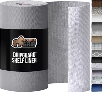 GORILLA GRIP DripGuard Shelf Liner, Non-Adhesive Drawer and Kitchen Cabinet Protector, 20x240 Inch, Strong Grip Slip Resistant Underside, Smooth Surface Liners for Cabinets, Bathrooms, Closets, Gray