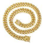 HUITIAN Women Mens Cuban Link Chain Gold Silver Bling Miami Cuban Necklace Diamond Chain for Men Iced-Out Hip Hop Jewelry, 20inch, Stainless Steel, Cubic Zirconia