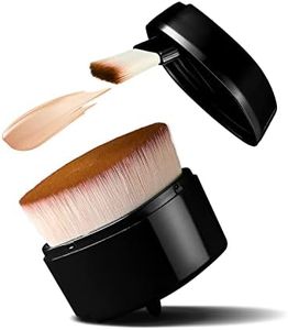 Foundation Brush, Retractable Kabuki Foundation Brush, Flat Top Foundation Brush for Liquid, Cream, Flawless Powder Cosmetics, EigshowBeauty Two-in-One Foundation Makeup Brushes, Black