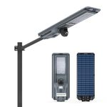 Homehop Solar Street Light 200Watts Outdoor with Security Camera Waterproof 111 LEDs Motion Sensor Lamp with Remote Controller (Cool White-ABS Plastic)