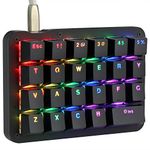 Koolertron One Handed Macro Mechanical Keyboard, RGB LED Backlit Portable Mini One-Handed Mechanical Gaming Keypad 23 Fully Programmable Keys Red Switches